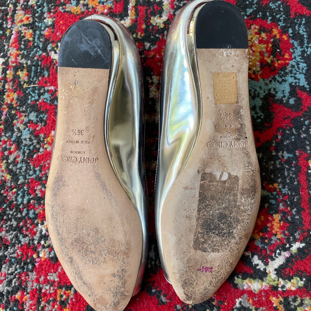 Jimmy Choo Open Toe Silver Flats - image 4